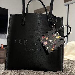 Ted Baker Black Tote with Floral Tag NWT